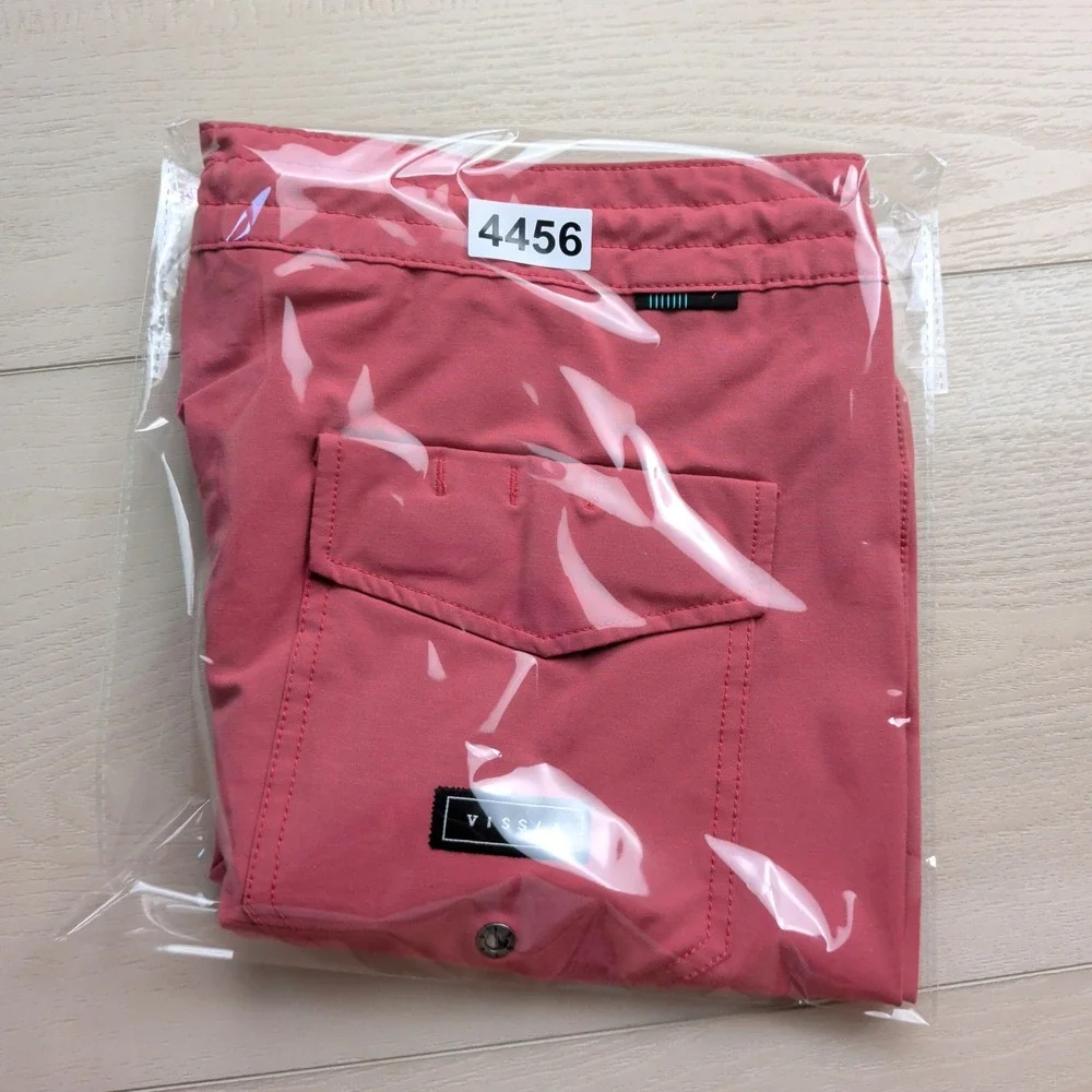 Vissla Solid Sets Board Shorts Mens 34 Swim Trunks Magenta Red‎ Beach Surf
